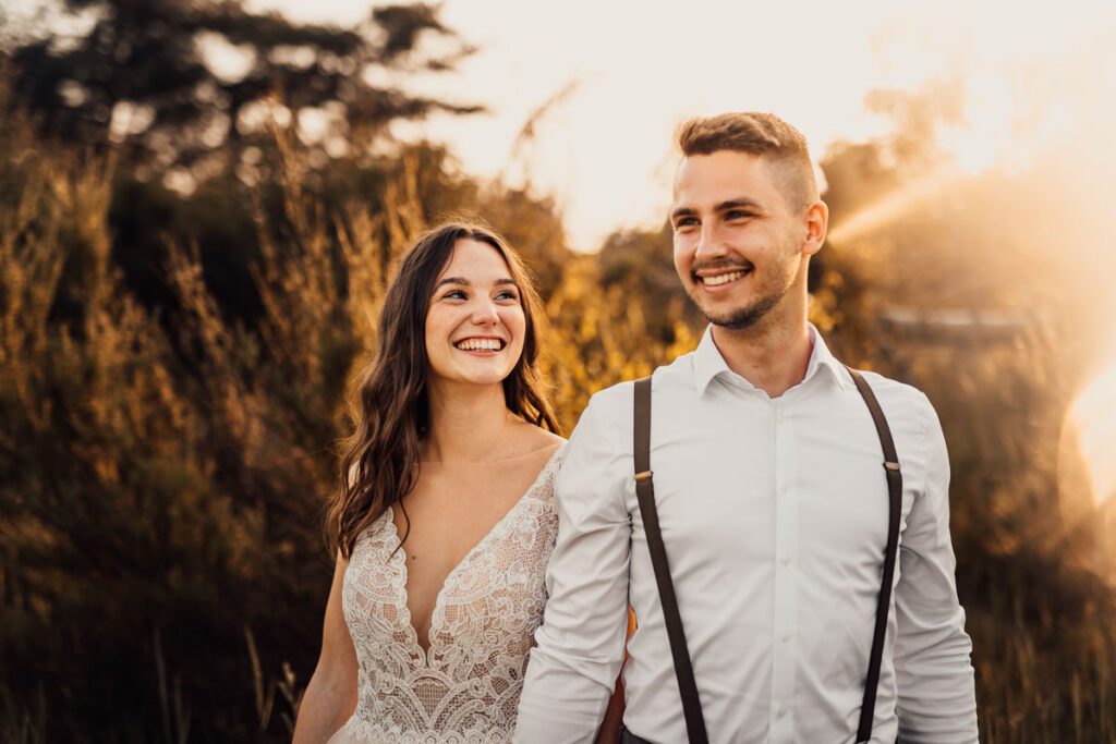 Hochzeitsshooting im Sonnenuntergang